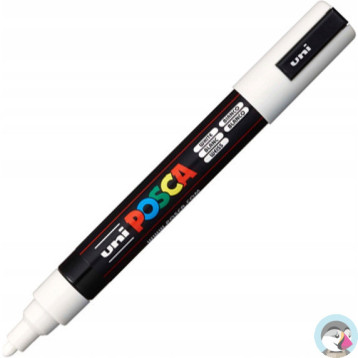 Marker z farbą plakatową UNI Posca PC-5M, nr.1 biały