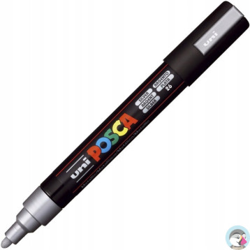 Marker z farbą plakatową UNI Posca PC-5M, nr.26 srebrny