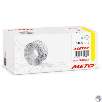 Etykiety cenowe w rolce do metkownicy jednorzędowej 22x12 mm, (6 sztuk) białe faliste, trwały klej METO M30014352