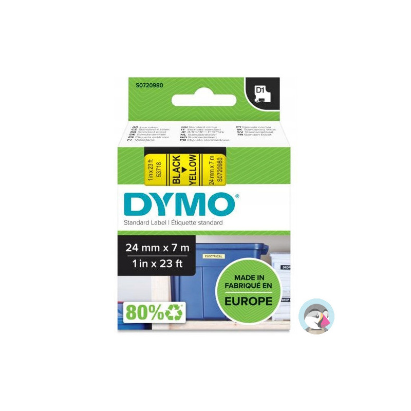 Taśma czarny nadruk na żółtym 24mm x 7m DYMO S0720980