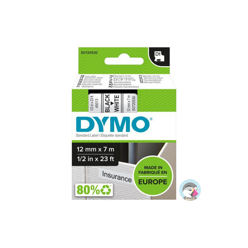 Taśma 12mm/7m czarny biała 45013 DYMO S0720530