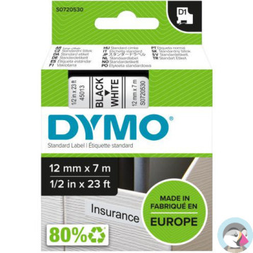 Taśma 12mm/7m czarny biała 45013 DYMO S0720530
