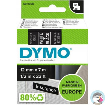 Taśma biały nadruk na czarnym 12mm x 7m DYMO S0720610