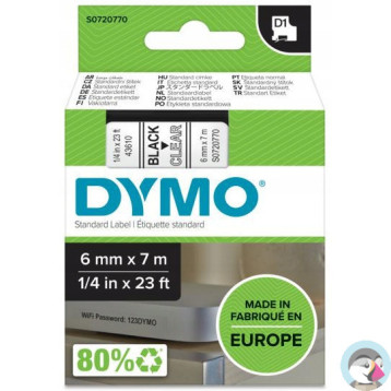 Taśma czarny nadruk na przezroczystym 6mm x 7m DYMO S0720770