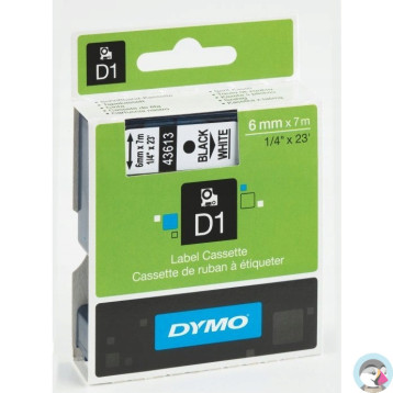 Taśma 6mm/7m czarny /biała 43613 DYMO S0720780