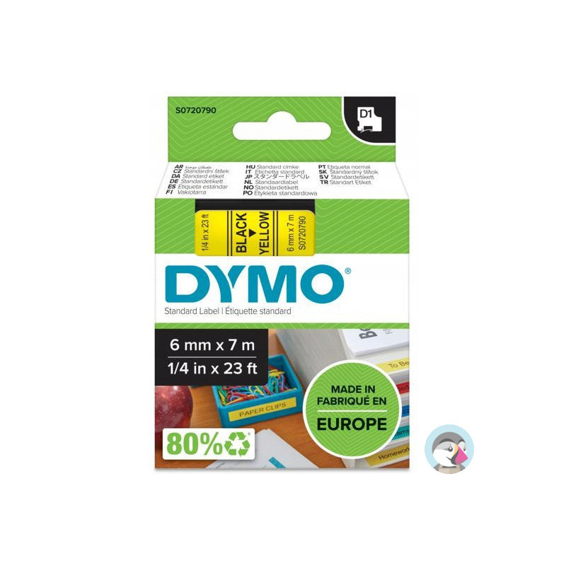 Taśma czarny nadruk na żółtym 6mm x 7m DYMO S0720790