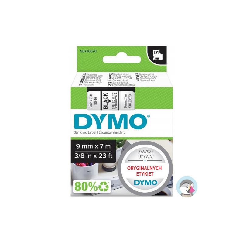 Taśma 9mm/7m czarny /przez. 40910 DYMO S0720670