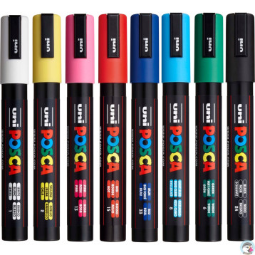 Marker UNI z farbą plakatową Posca PC-5M 8 kolorów