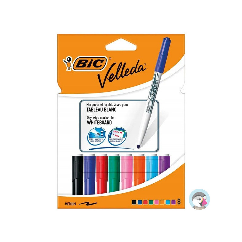 Marker VELLEDA 1741 suchościeralny mix kol. 8szt. okrągła końcówka 503844 BIC