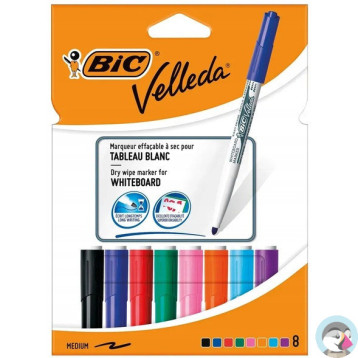 Marker VELLEDA 1741 suchościeralny mix kol. 8szt. okrągła końcówka 503844 BIC
