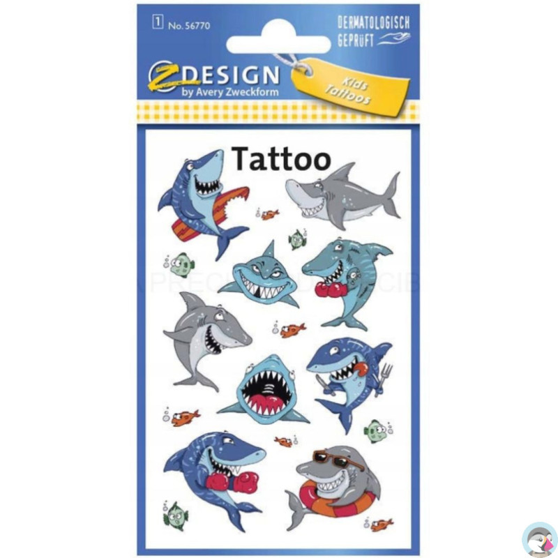 Naklejki tatuaże dla dzieci REKINY 56770 Z-DESIGN KIDS TATTOO AVERY ZWECKFORM