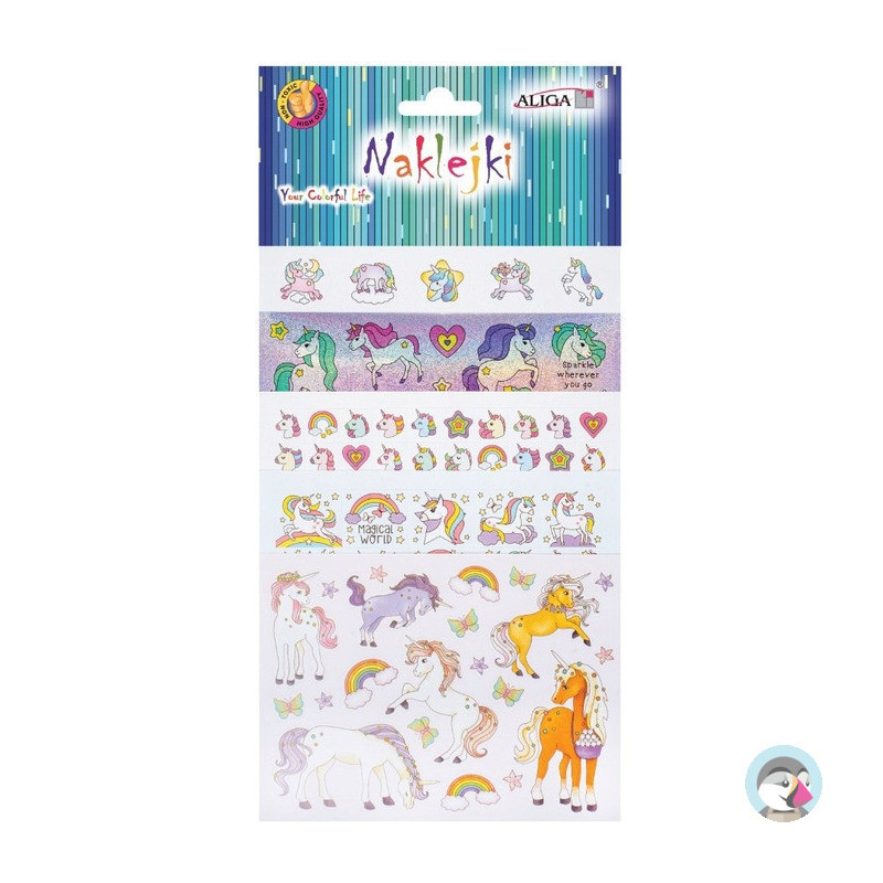 Naklejki JEDNOROŻCE 13,5x10cm 5 kart NK-0148 ALIGA