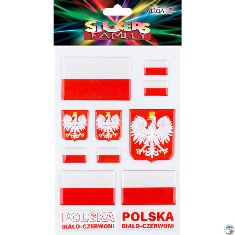 Naklejki wypukłe w barwach narodowych 14x21cm NK-0666 ALIGA