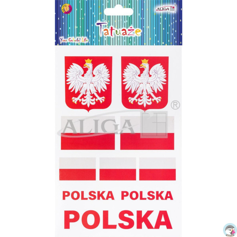 Tatuaże do ciała 14x21cm BARWY NARODOWE TAT-0673 ALIGA
