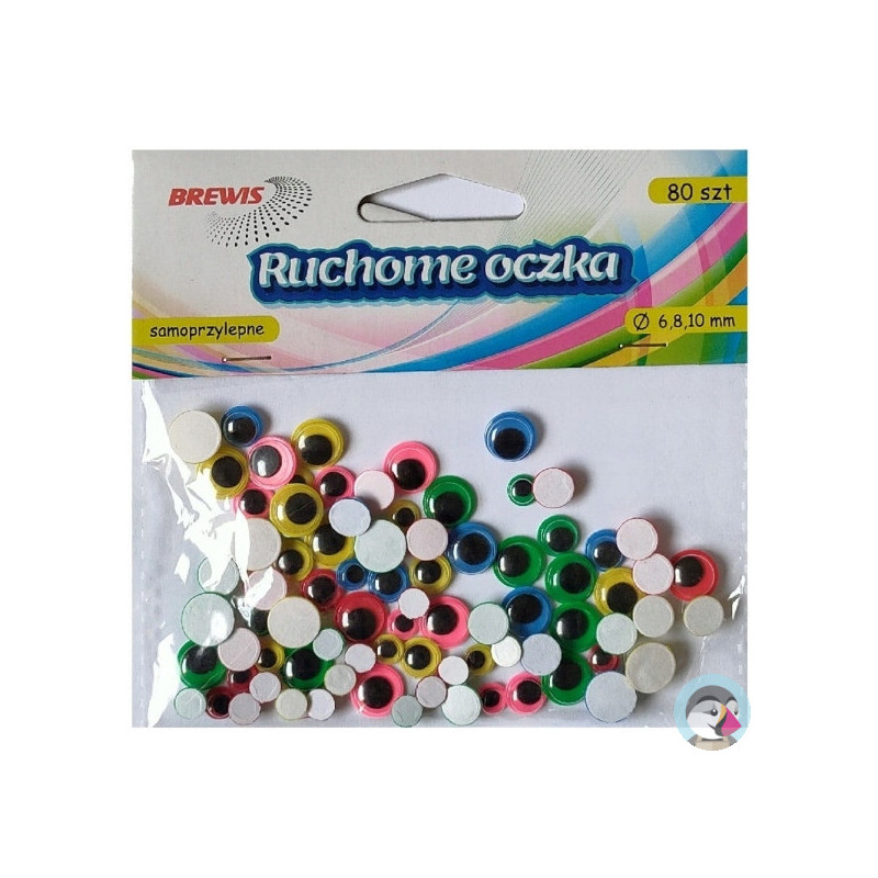 Oczka ruchome okrągłe samoprzylepne 6,8,10mm (80 sztuki) RO20 BREWIS