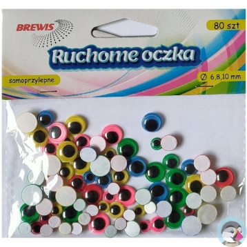 Oczka ruchome okrągłe samoprzylepne 6,8,10mm (80 sztuki) RO20 BREWIS