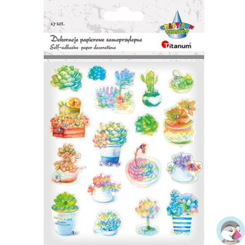 Naklejki papierowe 3D KAKTUSY 17szt. 490748 TITANUM