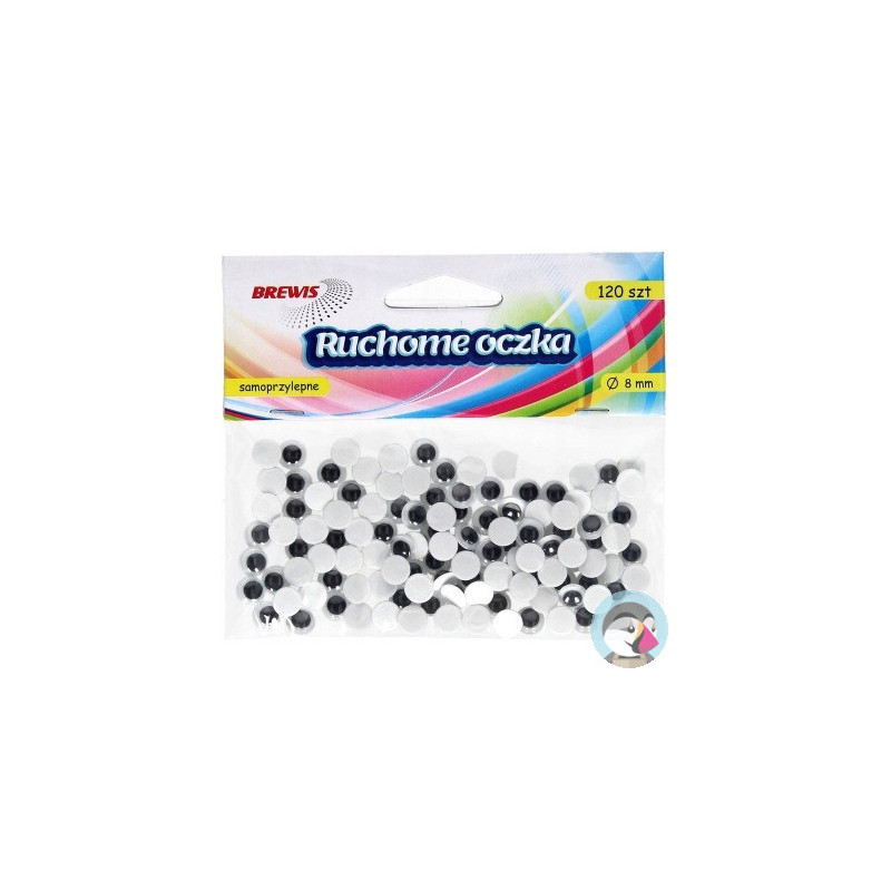 Oczka ruchome okrągłe 8mm (120) samoprzylepne Ro2 BREWIS