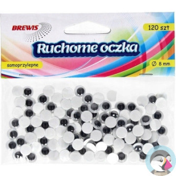 Oczka ruchome okrągłe 8mm (120) samoprzylepne Ro2 BREWIS