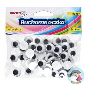 Oczka ruchome 14mm samoprzylepne (60szt.) RO09 Brewis
