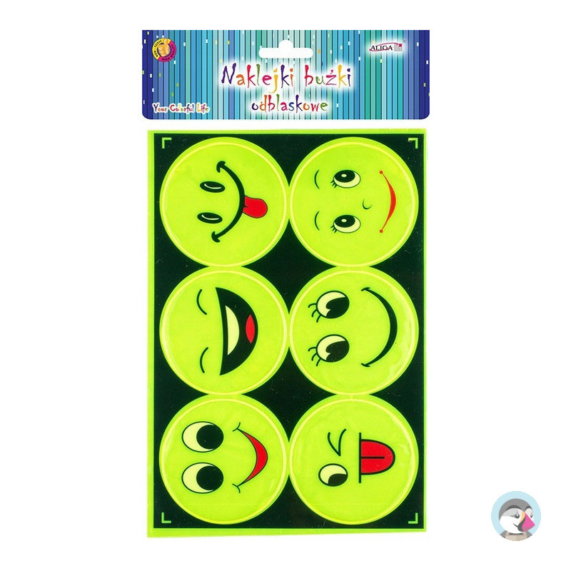 Naklejki buźki odblaskowe śr.7cm (6 szt) NKB-5824 ALIGA