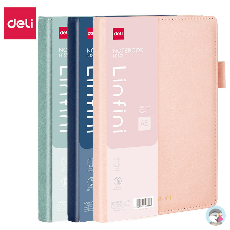 Notes A5 144k linia w skórzanej oprawie Linfini mix kolorów EN157L DELI
