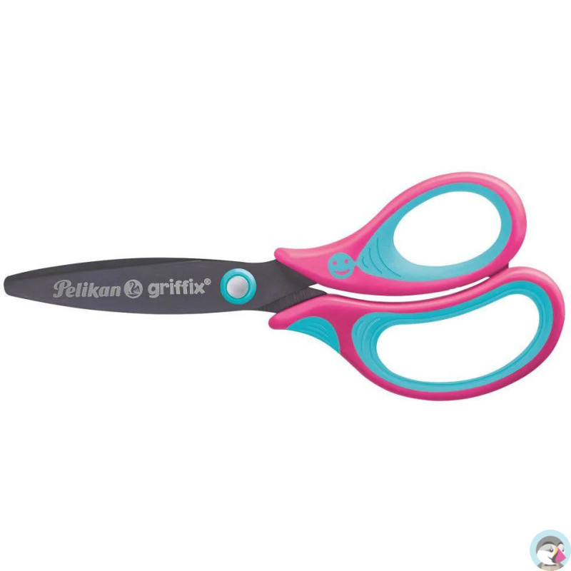 Nożyczki Griffix ergonomiczne 14cm zaokrąglone różowe 819114 PELIKAN
