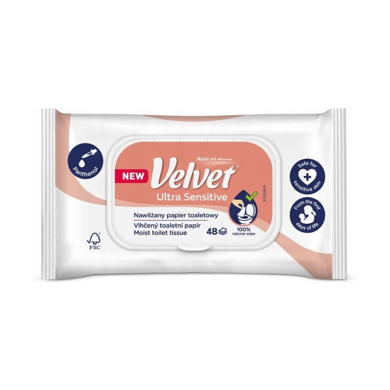 Papier toaletowy VELVET (48 listków) nawilżany Ultra Sensitive
