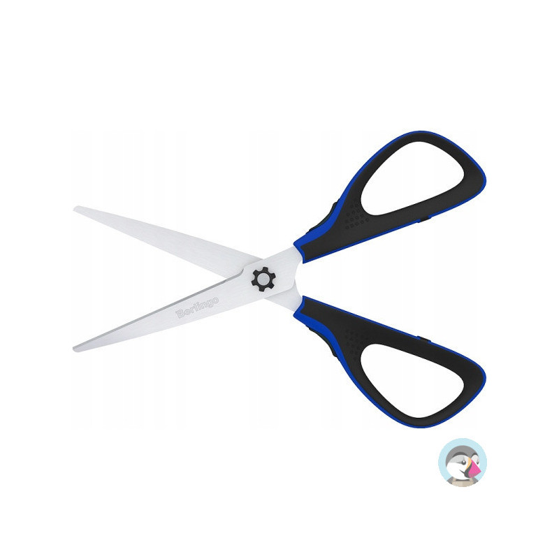 Nożyczki 20cm Easycut 300 soft grip niebieskie 326323 BERLINGO