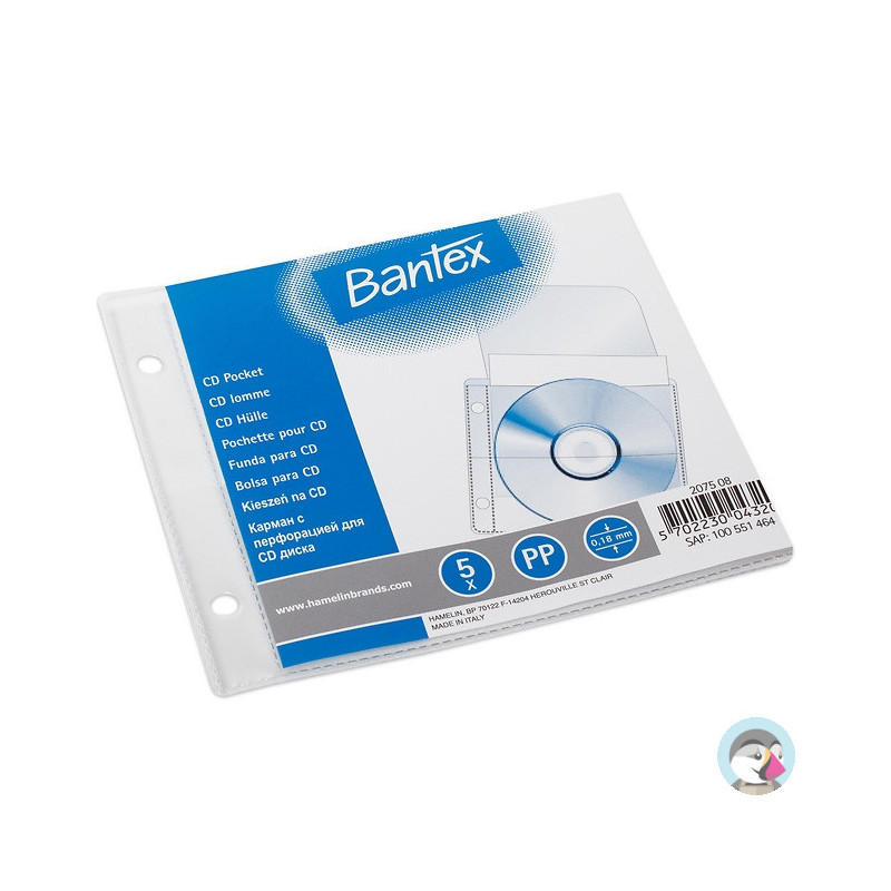 Koszulki groszkowe na płyty CD/DVD 13x15 cm 180mic 5 sztuk 100551464 BANTEX